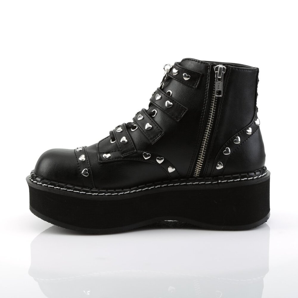 Demonia Emily 315 Black Buckled Platform Boots - Picture 5 of 5
